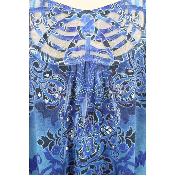 Avenue womens‎ Tunic Top size 18/20 1X Knit Art To Wear Blue Embellished NWT - Picture 6 of 10